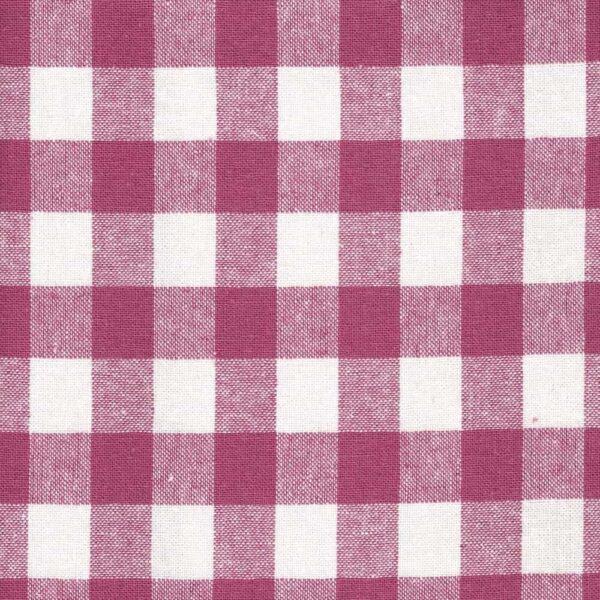 close up gingham cotton and linen fabric in pink
