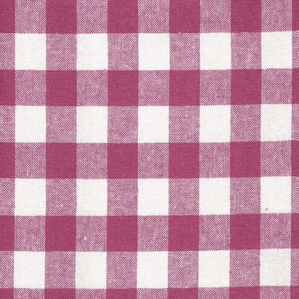 close up gingham cotton and linen fabric in pink