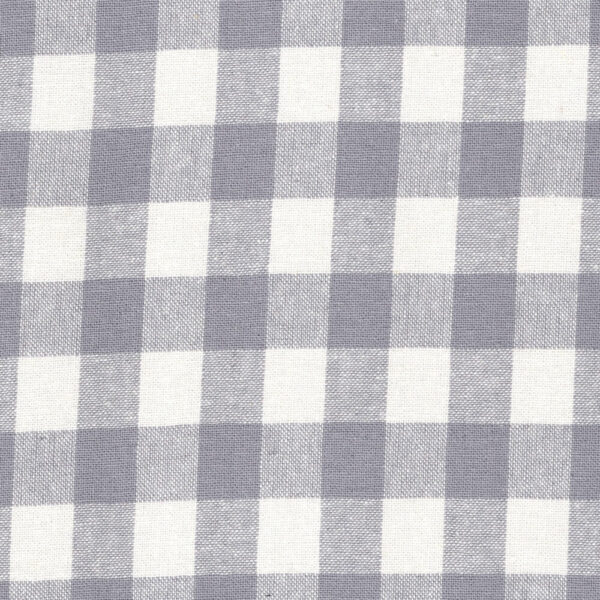 close up gingham cotton and linen fabric in grey