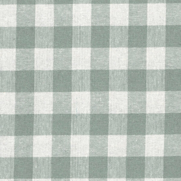 close up gingham cotton and linen fabric in mint