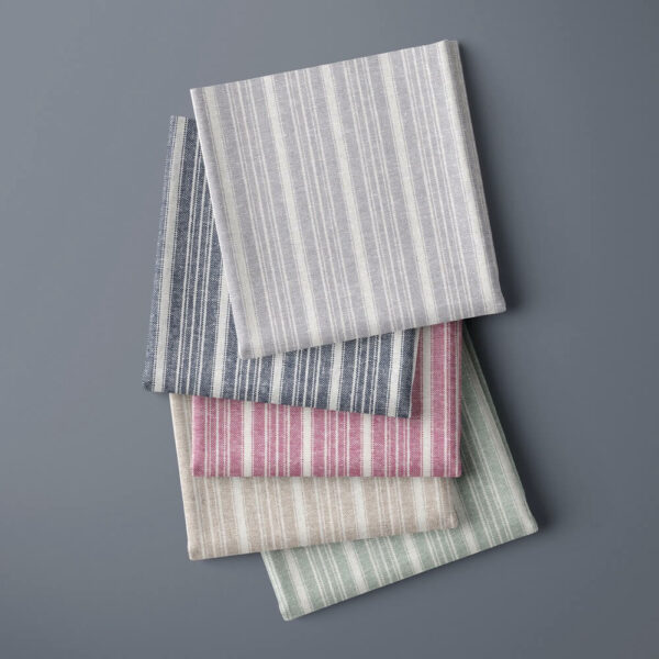 fabric squares showing all colours in our stripe linen and cotton fabric