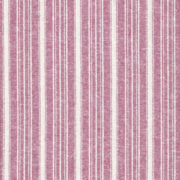 close up stripe cotton and linen fabric in pink