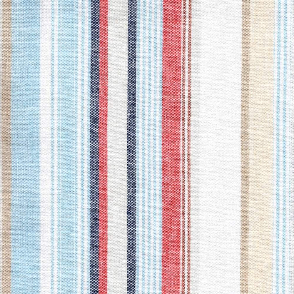 close up linen and viscose barcode stripe in blue