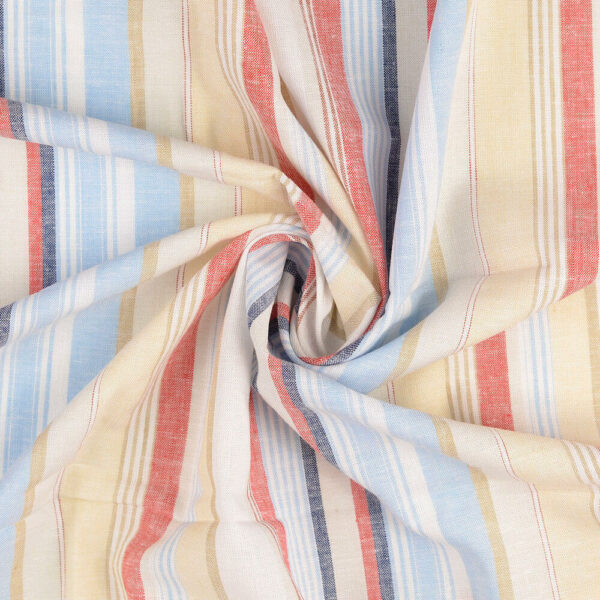 blue stripe barcode fabric in a swirl