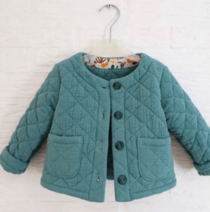 Childs quilted double gauze jacket in teal