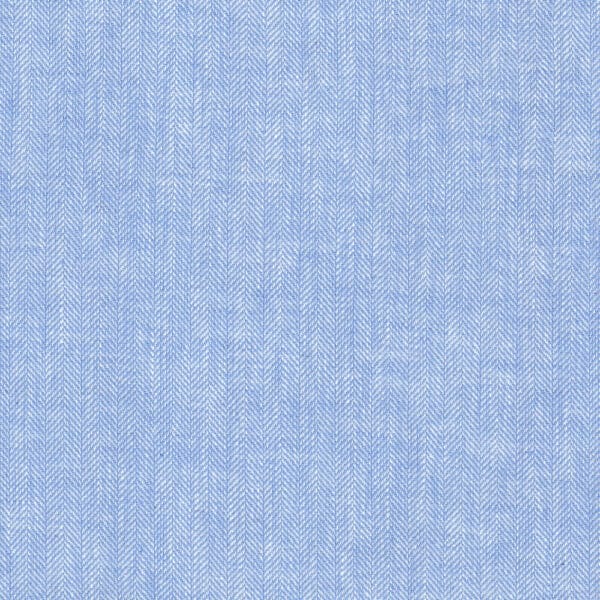 close up of linen and cotton fine herrinbone weave stripe in blue