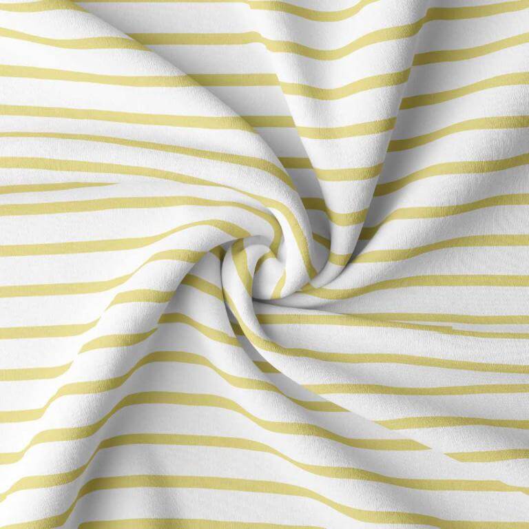 Breton Stripe Jersey Dress Fabric in White/Vanilla