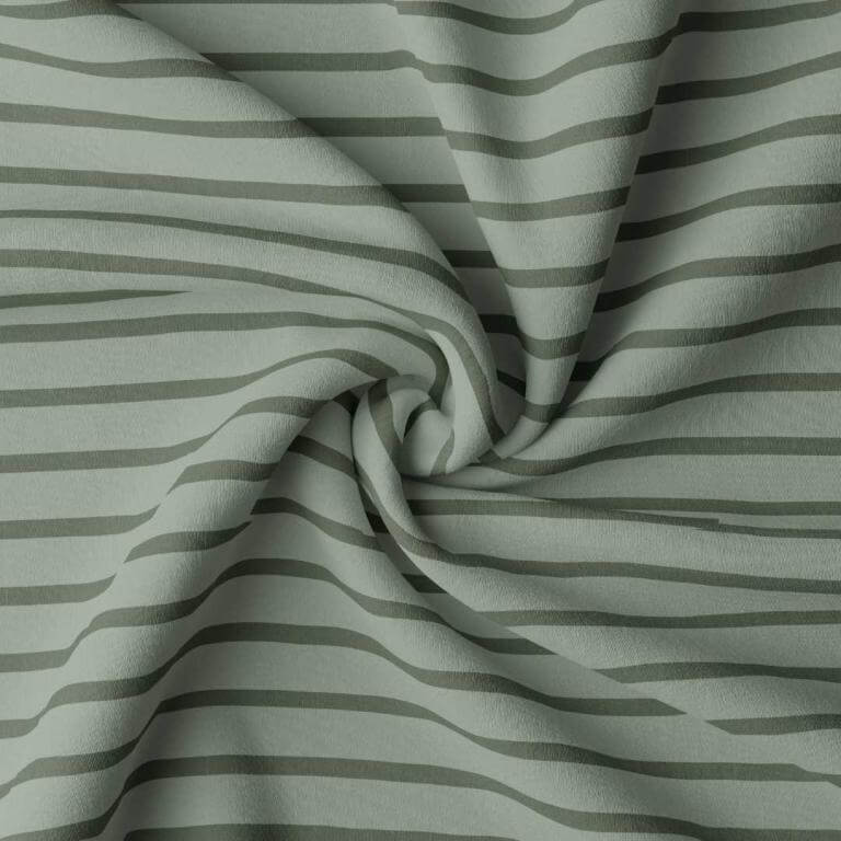 Breton Stripe Jersey Dress Fabric in Sage / Pistachio