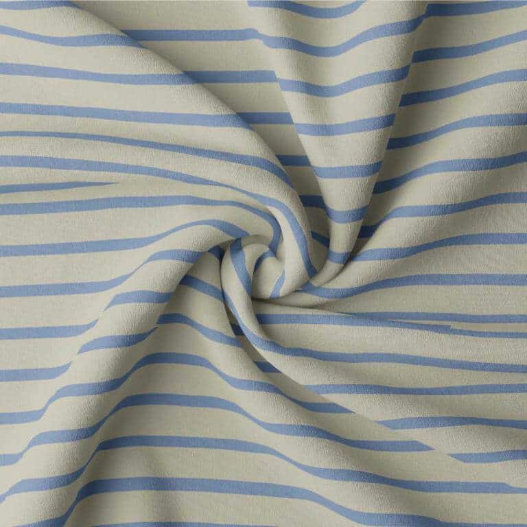 Breton Stripe Jersey Dress Fabric in Blue/Beige
