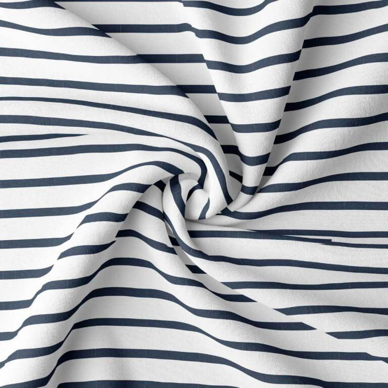 Breton Stripe Jersey Dress Fabric in Navy/White
