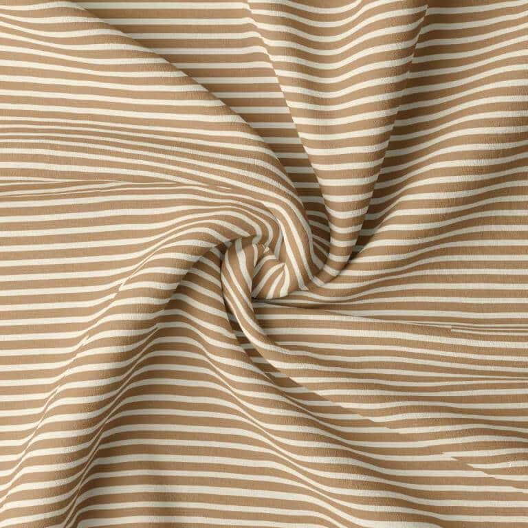 Marin Stripe Jersey Dress Fabric in Ecru/Camel