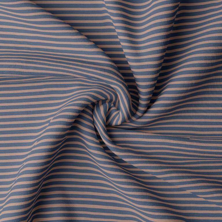 Marin Stripe Jersey Dress Fabric in Indigo/Brown Sugar