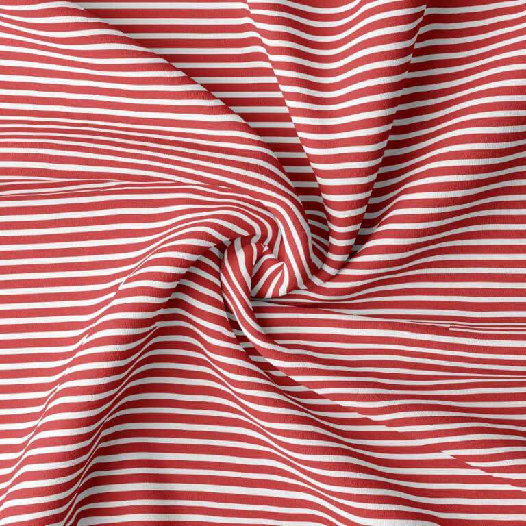 Marin Stripe Jersey Dress Fabric in Red/White
