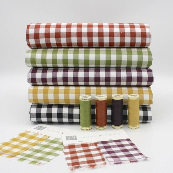 cotton gingham check fabric bundle rustic colours