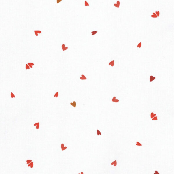 chadwick red hearts on white cotton woven fabric