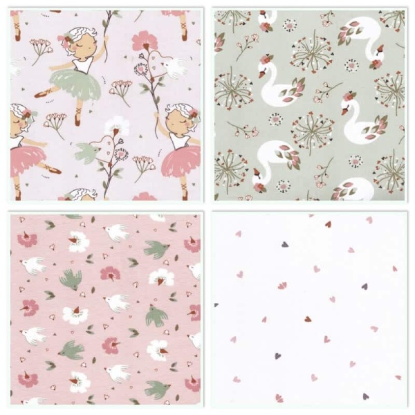 collage of all designs in the Adele cotton fabric collection