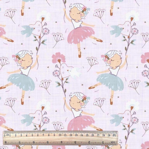 angele ballerina children's cotton quilting fabric with ruler