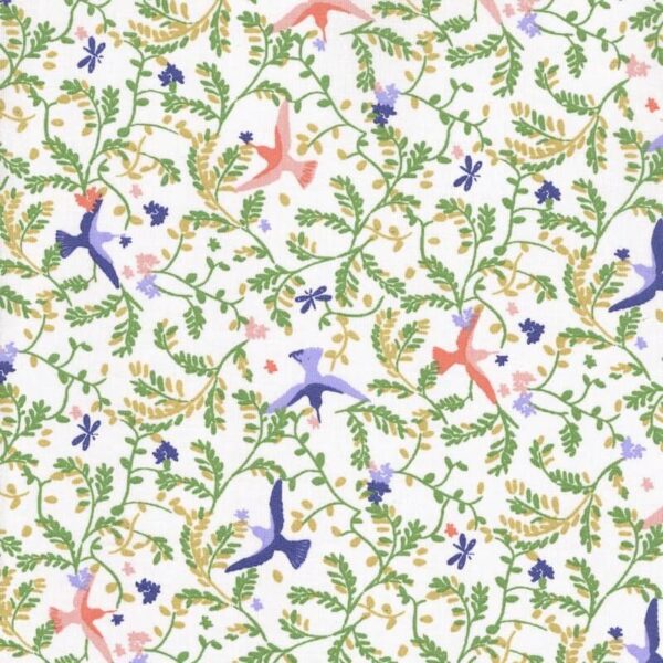 Allover blue humminhbirds print from the Blosy fabric collection