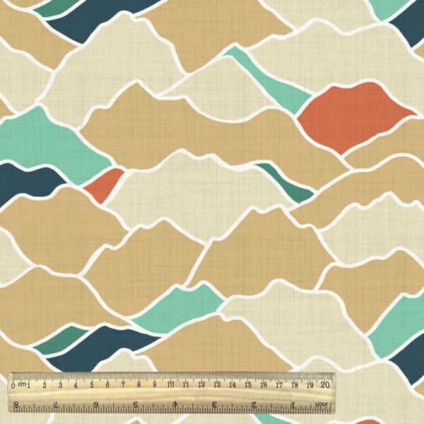 Desert mountains print from the Poterie collection - Domotex cotton fabrics with ruler