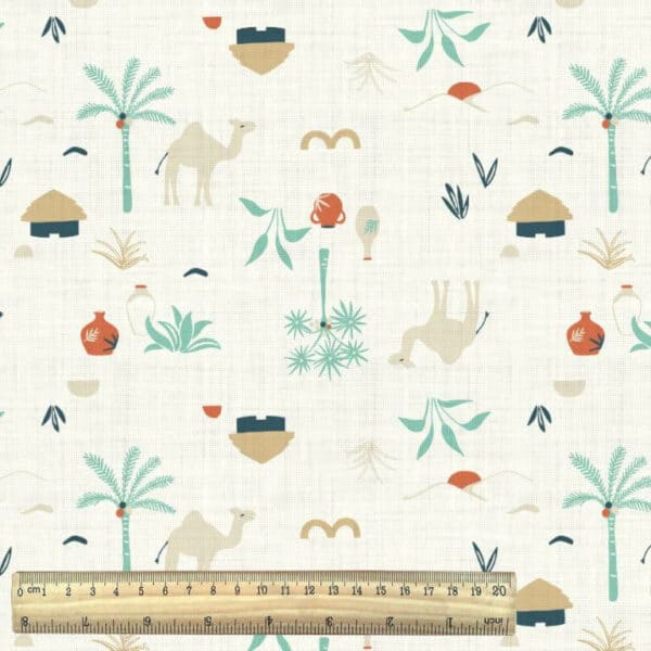 Desert oasis print from the Poterie collection - Domotex cotton fabrics with ruler