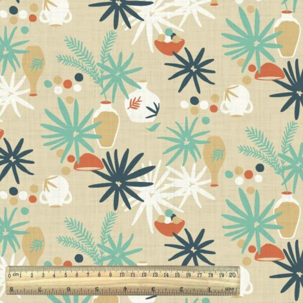 Desert prints collection called Poterie from Domotex cotton fabrics with ruler