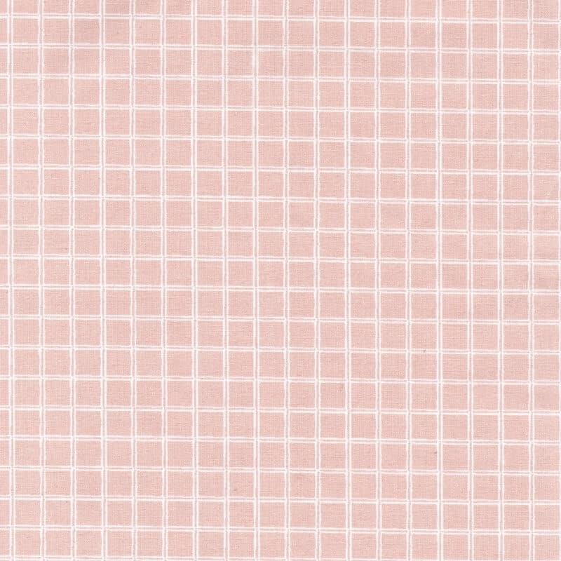 Small allover grid check print in pastel pink