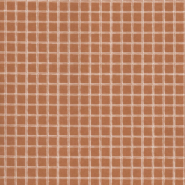 Small allover grid check print in camel caramel
