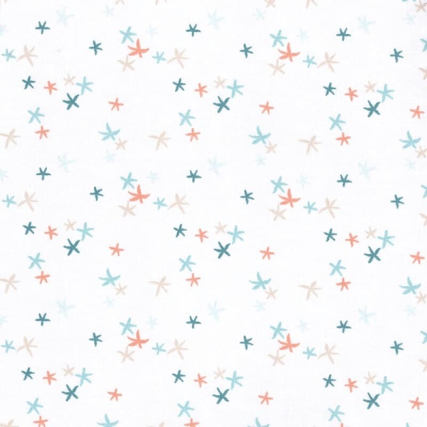 starfish cotton fabric nursery print in blue and white