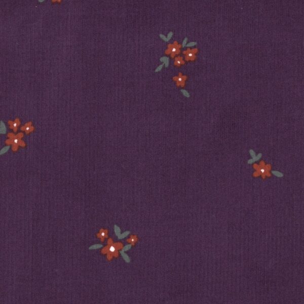 Marle Floral Babycord - Dusty Purple Image 3