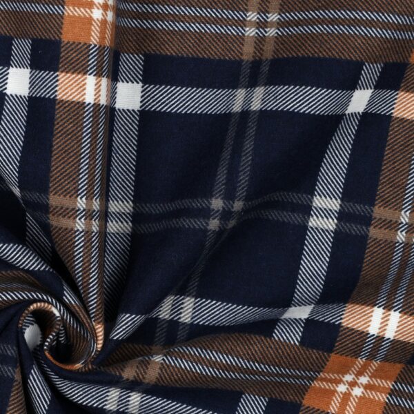 Cotton Flannel Check - Autumn - Navy Image 3