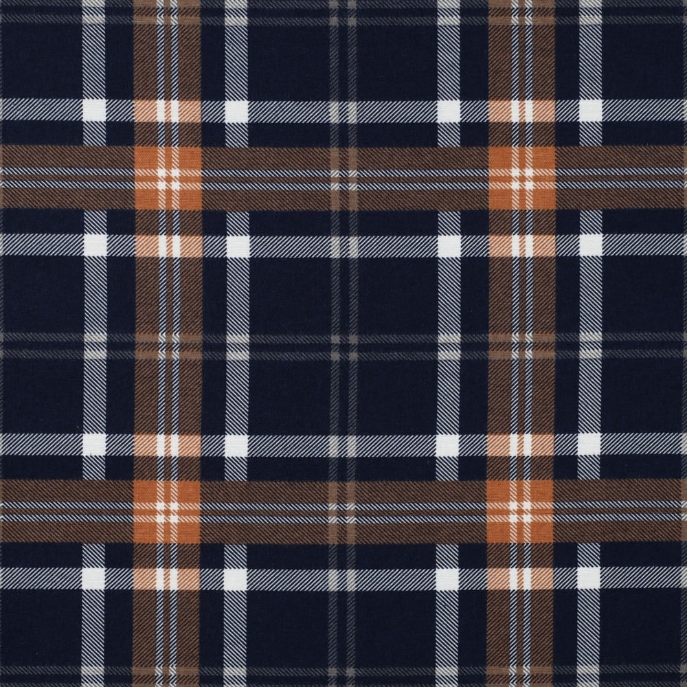 Cotton Flannel Check - Autumn - Navy Image 1