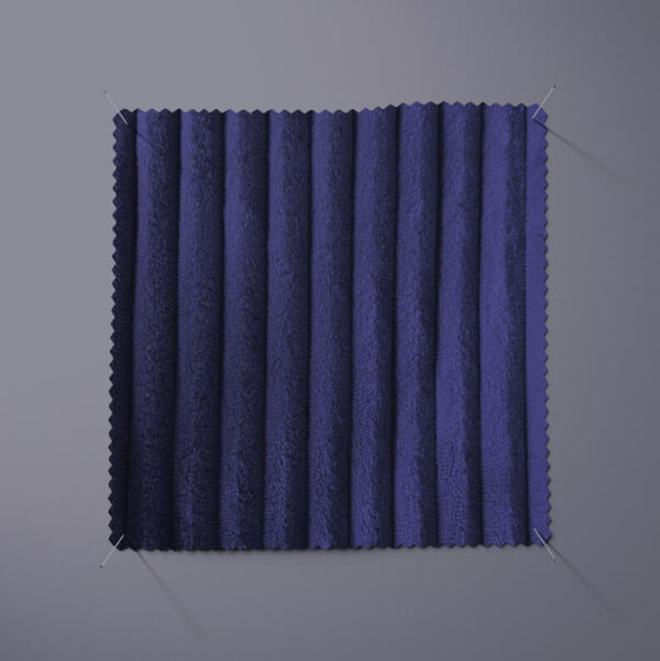 sample of rich blue jumbo ribbed fleece fabric from Higgs and Higgs