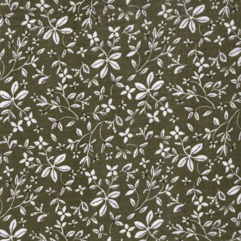 marjan forest green - small floral cotton double gauze | Higgs and Higgs