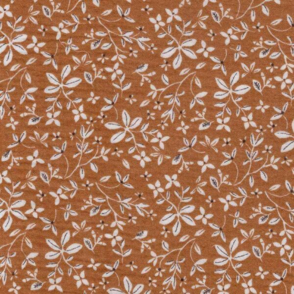 marjan tan brown - small floral cotton double gauze | Higgs and Higgs