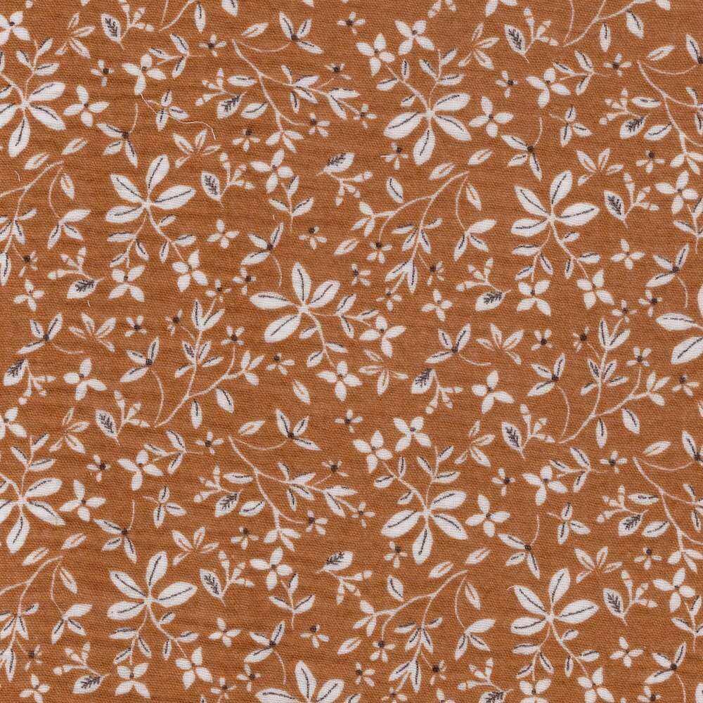 marjan tan brown - small floral cotton double gauze | Higgs and Higgs