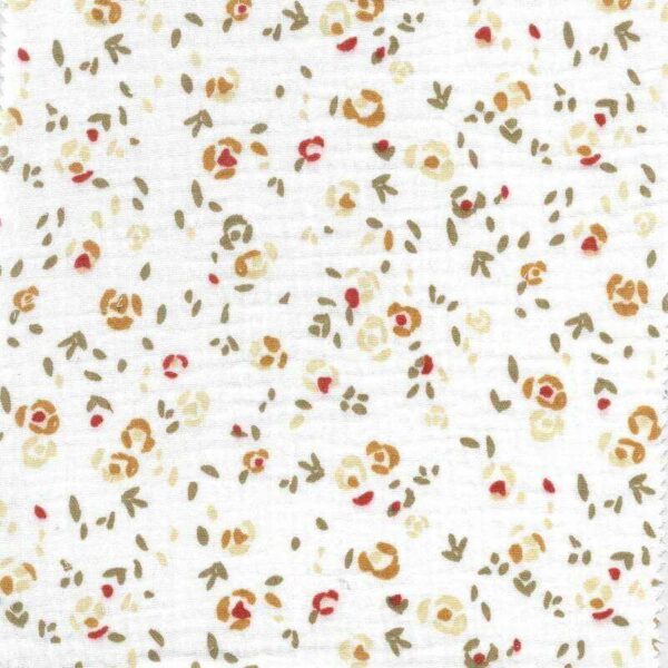 Cotton Double Gauze Floral Fabric in Saseka Green