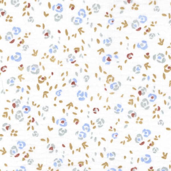 saseka blue - small floral cotton double gauze | Higgs and Higgs