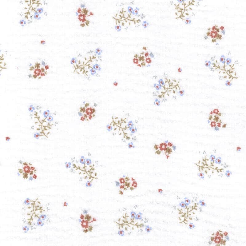 zoli white blue - small floral cotton double gauze | Higgs and Higgs