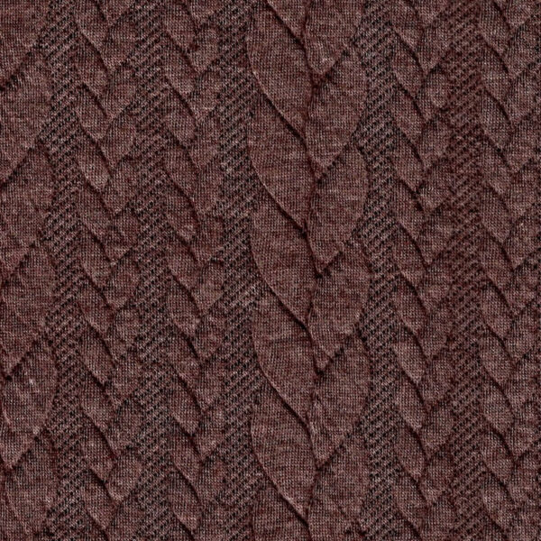 Close up - Brown cable knit jersey fabric Higgs and Higgs