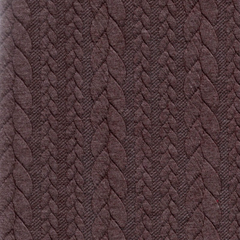 Brown cable knit jersey fabric Higgs and Higgs
