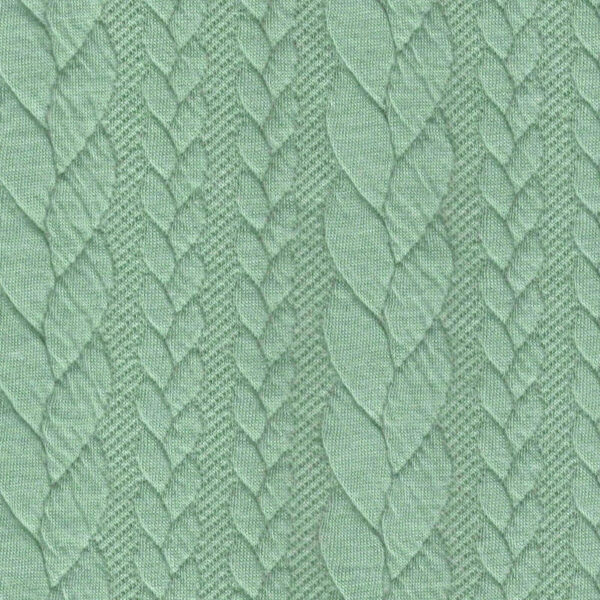 Close up - Mint cable knit jersey fabric Higgs and Higgs