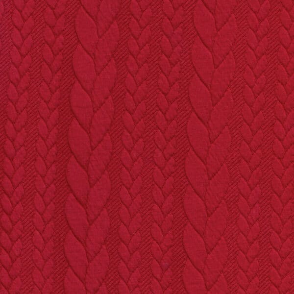 Cable Knit Fabric Jersey Dress Fabric in Scarlet h5019