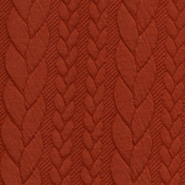 Close up - Orange cable knit jersey fabric Higgs and Higgs