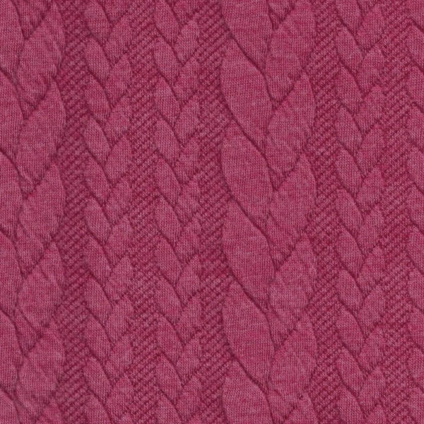 Raspberry pink cable knit jersey fabric Higgs and Higgs