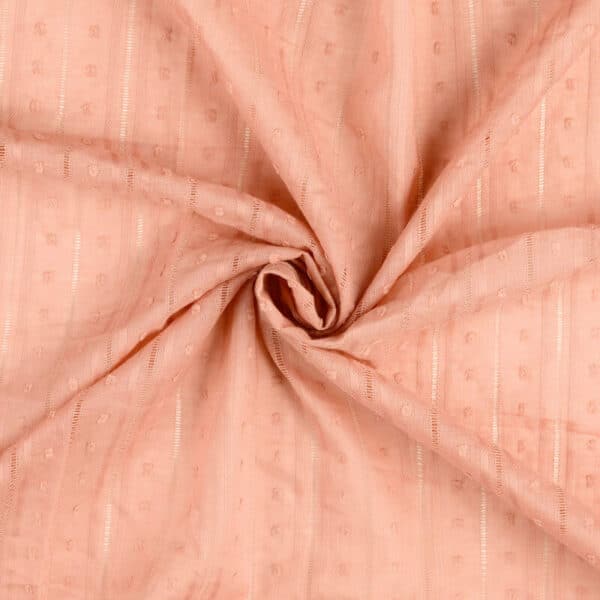 cotton lawn dobby stripe fabric in blush pink