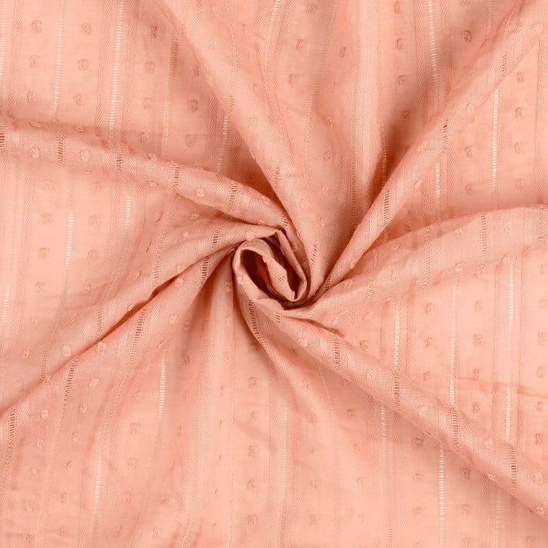 cotton lawn dobby stripe fabric in blush pink