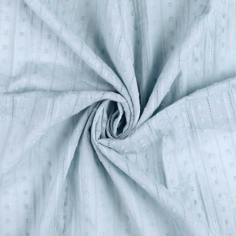 cotton lawn dobby stripe fabric in swedish blue