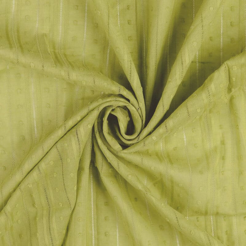 cotton lawn dobby stripe fabric in fern