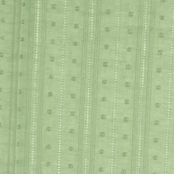 cotton lawn dobby stripe fabric in pale green