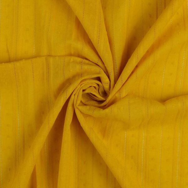 Dotted Swiss Dobby Fancy Stripe Voile Fabric in Yellow